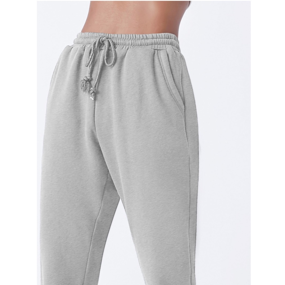 Gray Fleece Joggers Drawstring and Pockets - Picture 5 of 8
